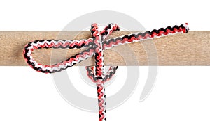 Slipped half hitch knot tied on synthetic rope