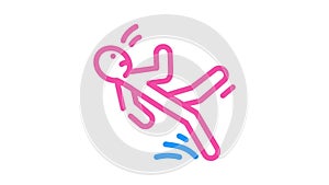 slipped man fall accident color icon animation