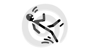 slipped man fall accident glyph icon animation