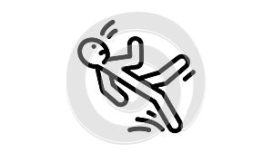 slipped man fall accident line icon animation