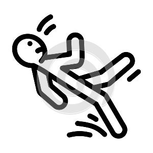 slipped man fall accident line icon vector illustration