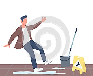 Slipped man flat color vector faceless character