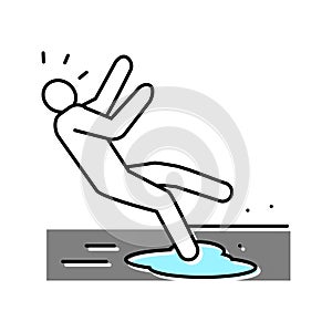 slipped puddle man accident color icon vector illustration
