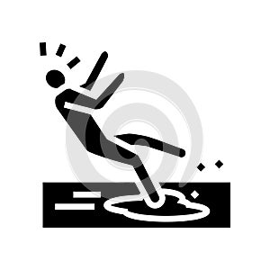 slipped puddle man accident glyph icon vector illustration