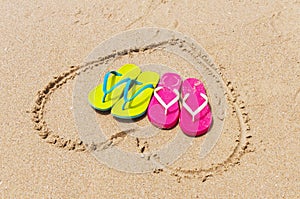 Slippers on the beach