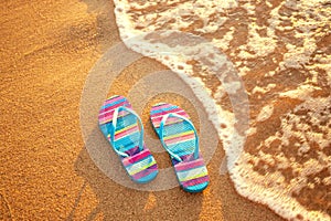 Slippers on the beach