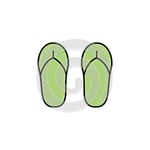 slippers, footwear, flip flops, fashion line colored icon. Signs, symbols can be used for web, logo, mobile app, UI, UX