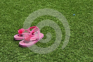 Slippers on the lawn