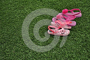 Slippers on the lawn