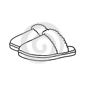 Slippers outline illustration on white background