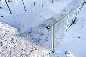 Slippery downhill steps