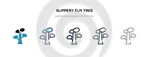 Slippery elm tree icon in different style vector illustration. two colored and black slippery elm tree vector icons designed in