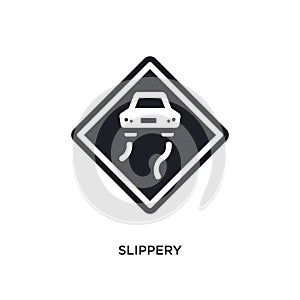 slippery isolated icon. simple element illustration from traffic signs concept icons. slippery editable logo sign symbol design on