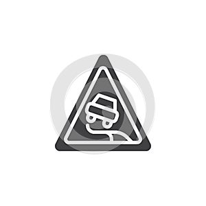 Slippery road icon vector