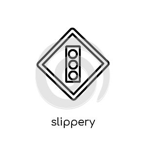 Slippery sign icon. Trendy modern flat linear vector Slippery si