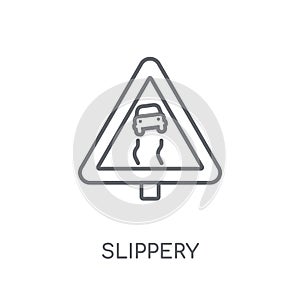 Slippery sign linear icon. Modern outline Slippery sign logo con