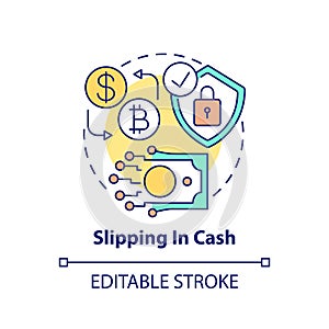 Slipping in cash concept icon