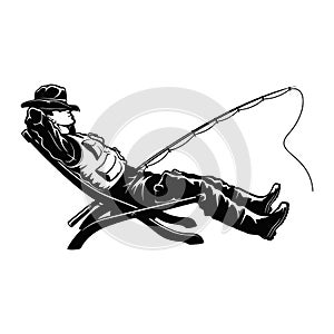 Slipping fisherman. Vector illustration can be used for web design, cards, logos and other design.