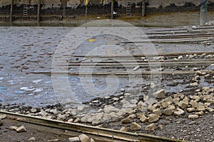 Slipway in a harbor during low tide