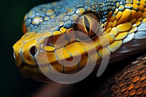 Slithery Phyton snake closeup. Generate Ai