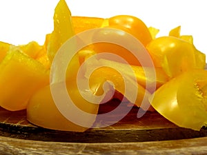 Slitted yellow pepper photo