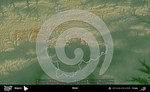 Sliven outlined, Bulgaria. Physical