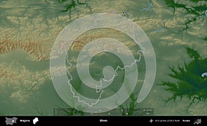 Sliven outlined, Bulgaria. Physical