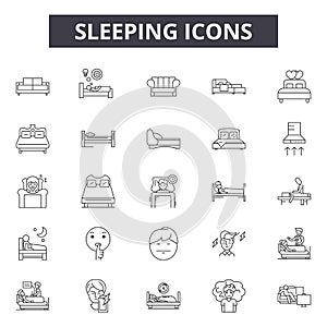 Slleping line icons, signs, vector set, outline illustration concept