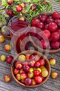 Sloes and plums with juice