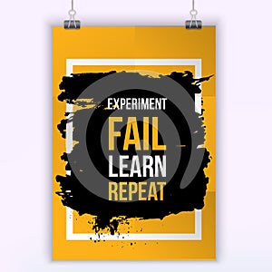 Slogan Fail Learn Pepeat. Vector Typography Banner Design Concept On Grunge Background