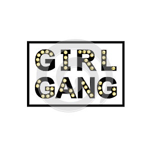 Slogan Girl Gang with gold rivets. T-shirt design.