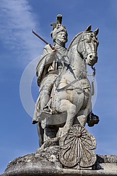 SLonginus statue at pilgrimage site Bom Jesus do Monte at Braga, Portugal