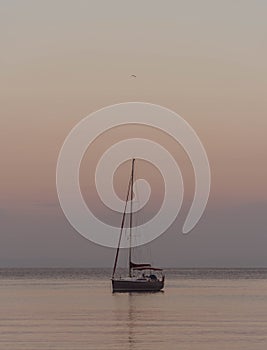 Sloop sail boat in sea