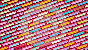 The slope of the colorful brick walls