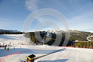 Slope and lifts for beginner skiers and children in the sector of skiing Pal, Principality of Andorra, Europe.