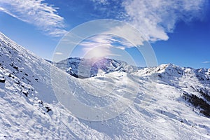 Slope on skiing resort, Alpe di Mera, Italy