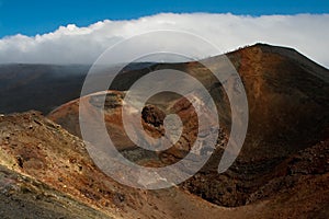 Slope of volcano with craters