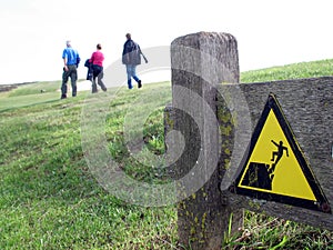 Slope warning sign