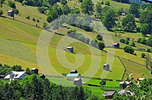 Slopes with hay in bucovina,romania