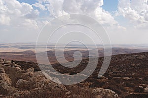 Slopes of Hebron mountain with Negev desert