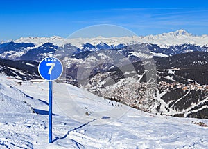 On the slopes of the ski resort of Meribel. Meribel Village Center