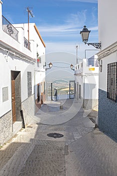 Sloping narrow street of Montilla, Cordoba, Spain