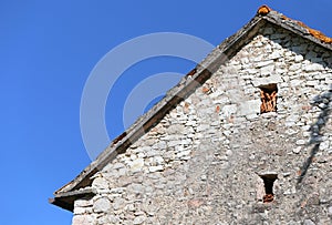 Sloping roof of a mountain house