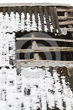 Sloping roof of slate