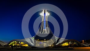 The sloping tower of Montreal`s Olympic Stadium