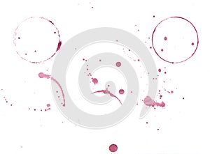 Sloppy blur prints and wine spots in crimson colour.