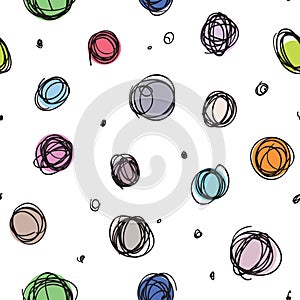 Sloppy circles, random doodle dots seamless pattern