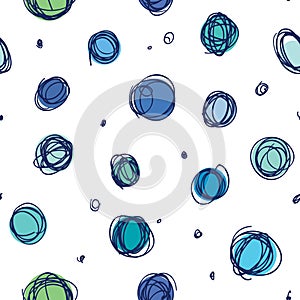 Sloppy circles, random doodle dots seamless pattern