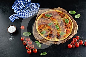 Sloppy Joe Pizza with Cheddar, Ground Beef and Suace