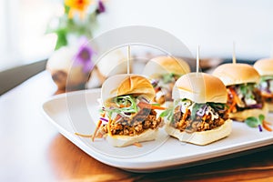 sloppy joe sliders on a platter for a party setting